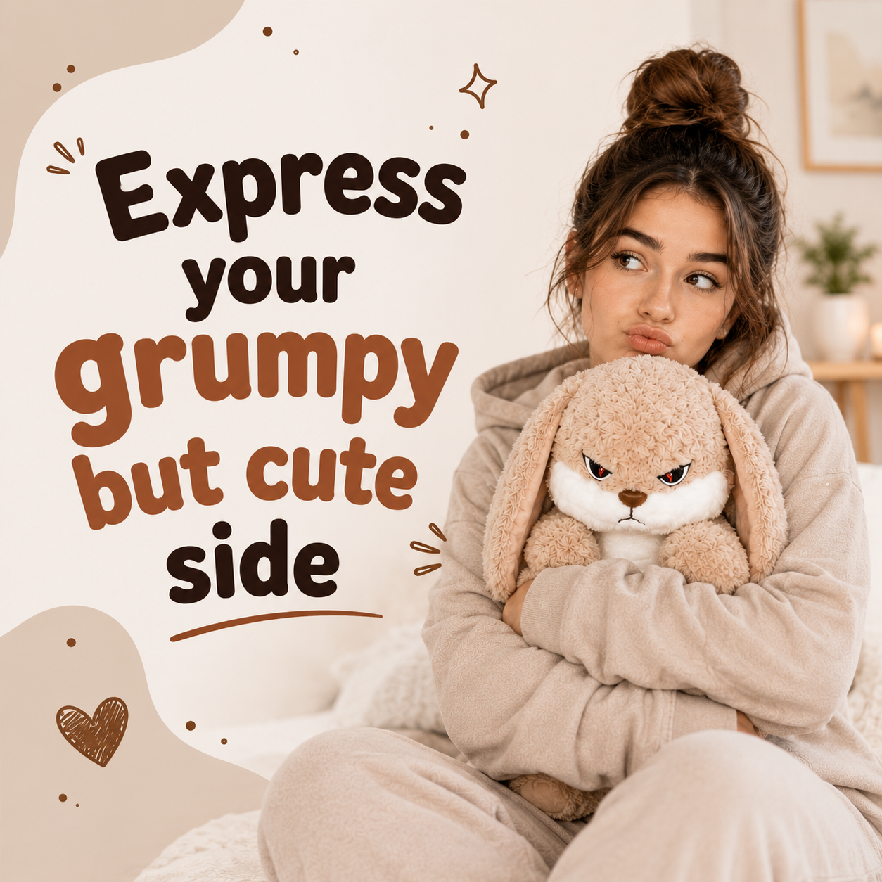 Adorable Grumpy Bunny Plush