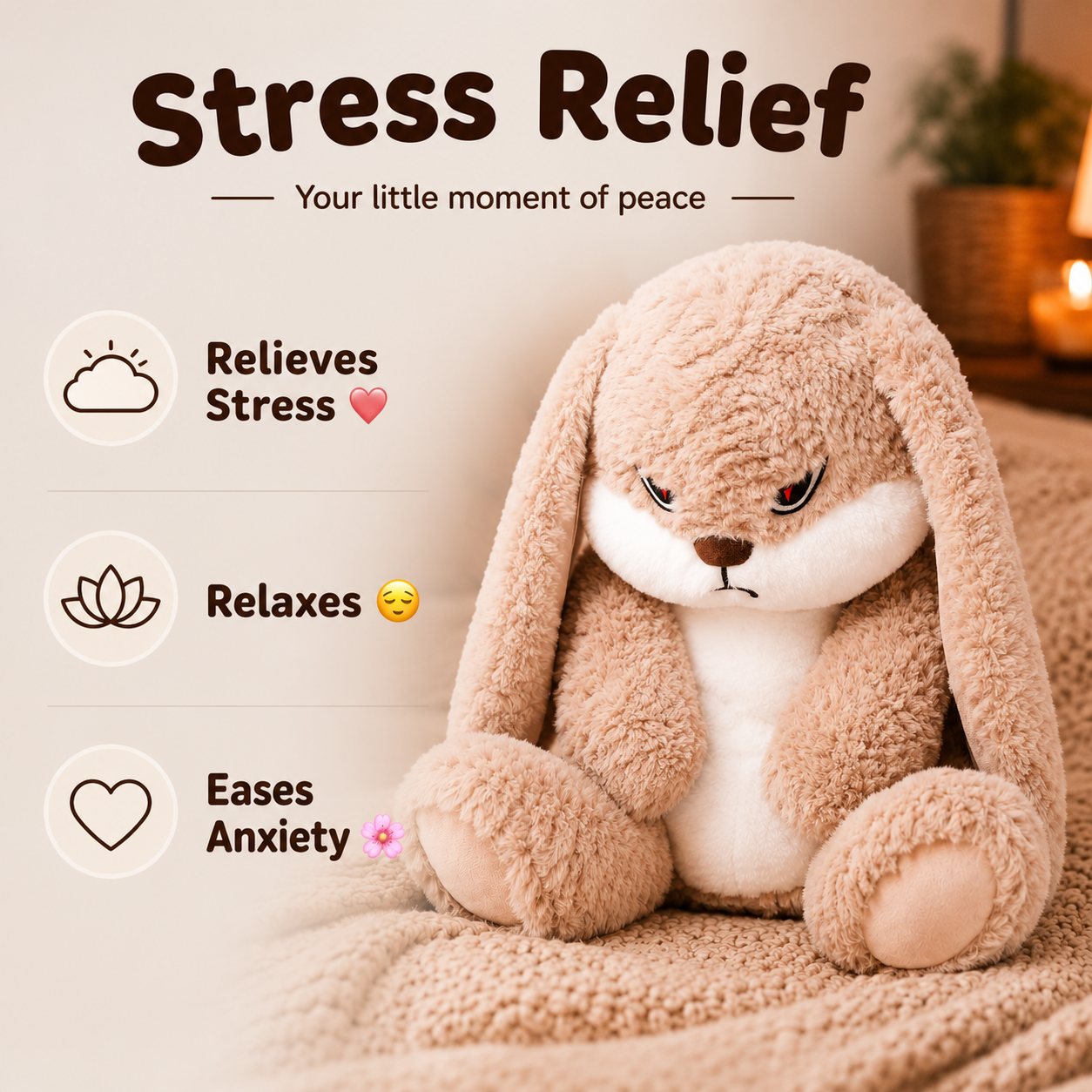 Adorable Grumpy Bunny Plush